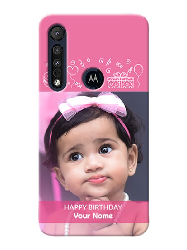 Custom Motorola One Macro Custom Mobile Cover with Birthday Line Art Design