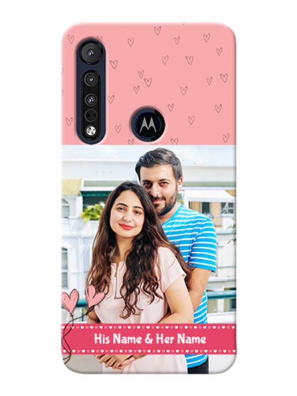Custom Motorola One Macro phone back covers: Love Design Peach Color