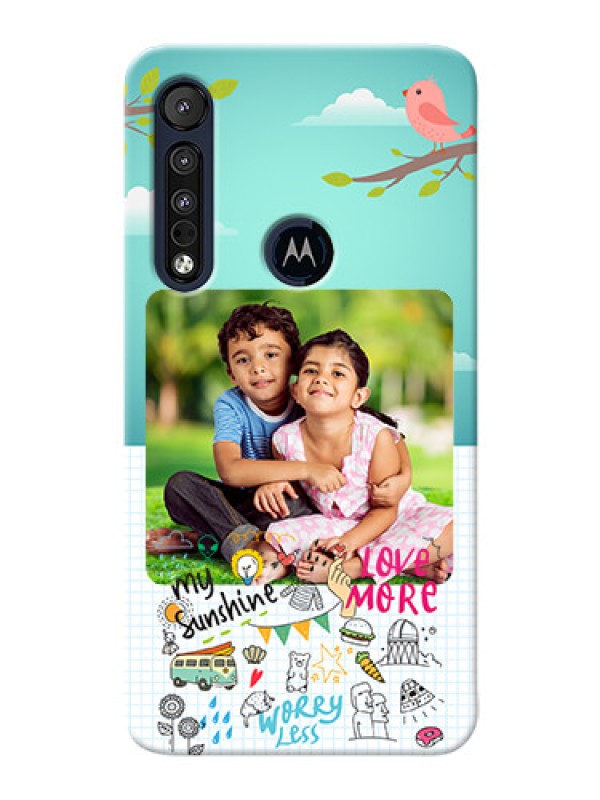 Custom Motorola One Macro phone cases online: Doodle love Design