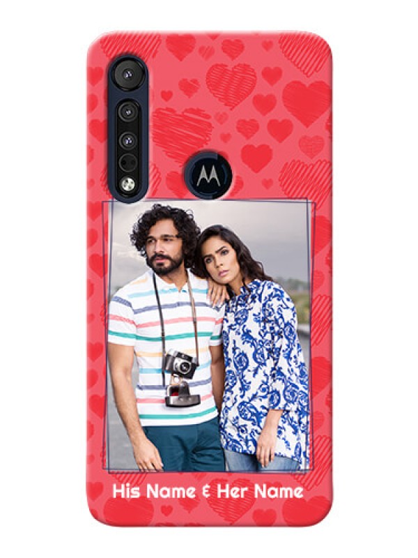 Custom Motorola One Macro Mobile Back Covers: with Red Heart Symbols Design