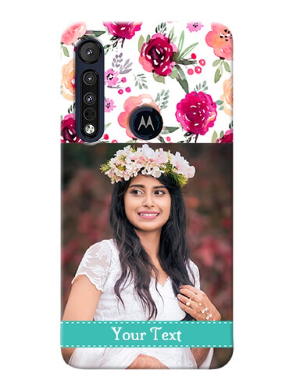 Custom Motorola One Macro Personalized Mobile Cases: Watercolor Floral Design