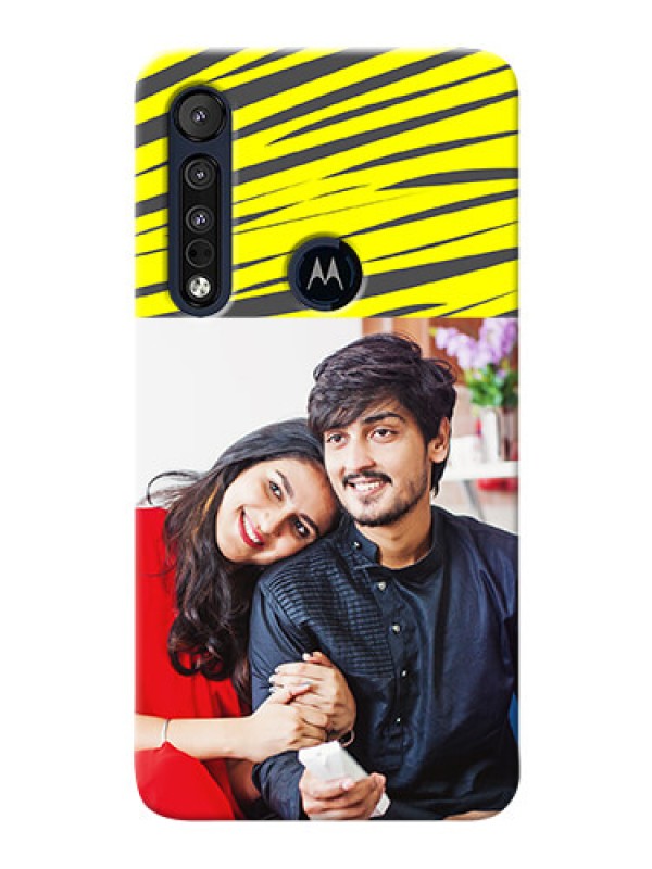 Custom Motorola One Macro Personalised mobile covers: Yellow Abstract Design
