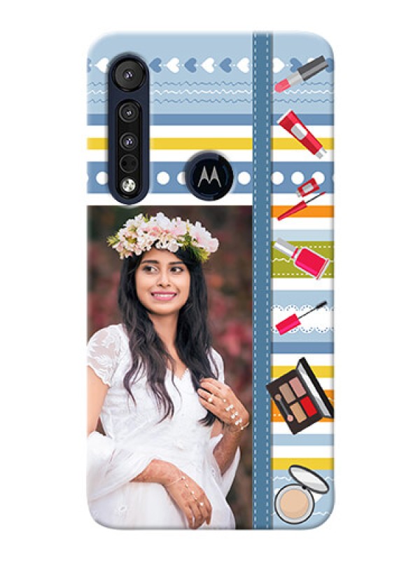 Custom Motorola One Macro Personalized Mobile Cases: Makeup Icons Design