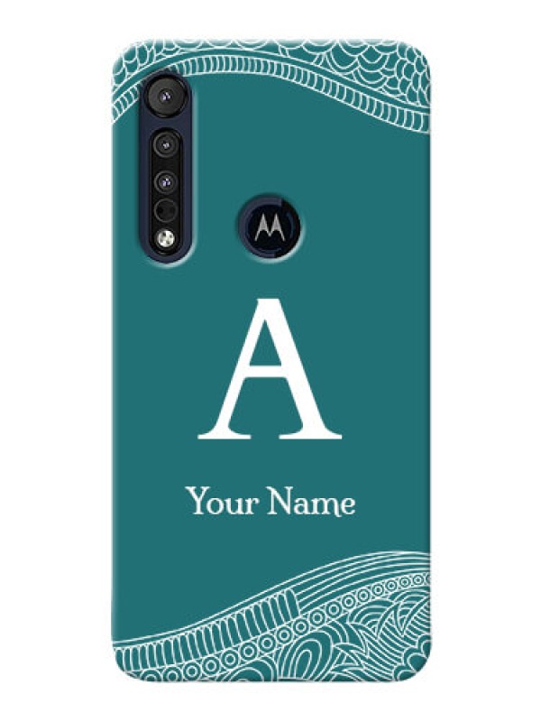 Custom Motorola One Macro Mobile Back Covers: line art pattern with custom name Design