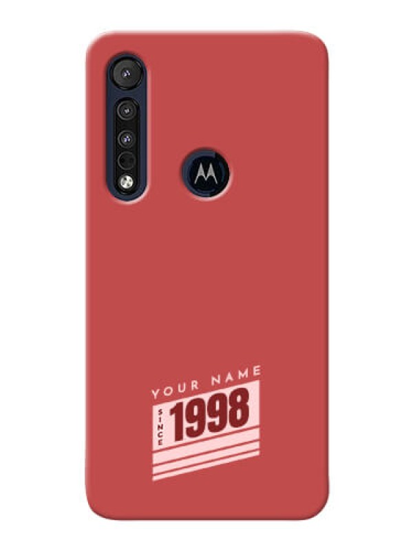 Custom Motorola One Macro Phone Back Covers: Red custom year of birth Design