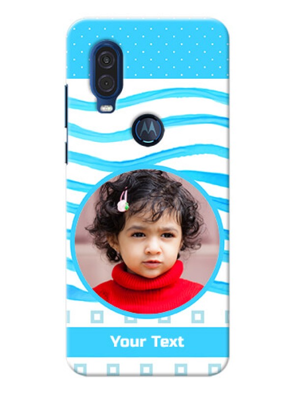 Custom Motorola One Vision phone back covers: Simple Blue Case Design