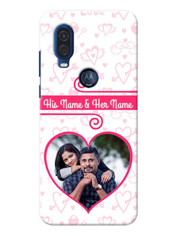 Custom Motorola One Vision Personalized Phone Cases: Heart Shape Love Design