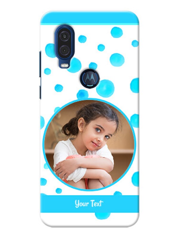 Custom Motorola One Vision Custom Phone Covers: Blue Bubbles Pattern Design