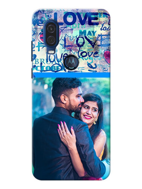 Custom Motorola One Vision Mobile Covers Online: Colorful Love Design