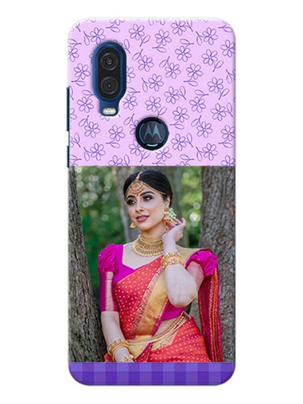 Custom Motorola One Vision Mobile Cases: Purple Floral Design