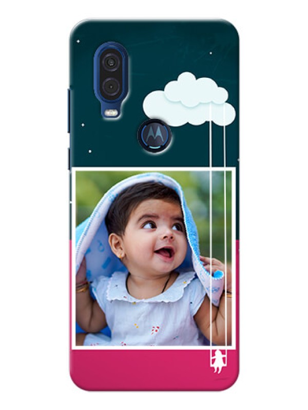 Custom Motorola One Vision custom phone covers: Cute Girl with Cloud Design