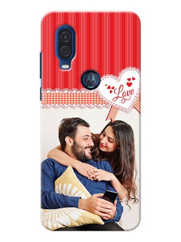 Custom Motorola One Vision phone cases online: Red Love Pattern Design