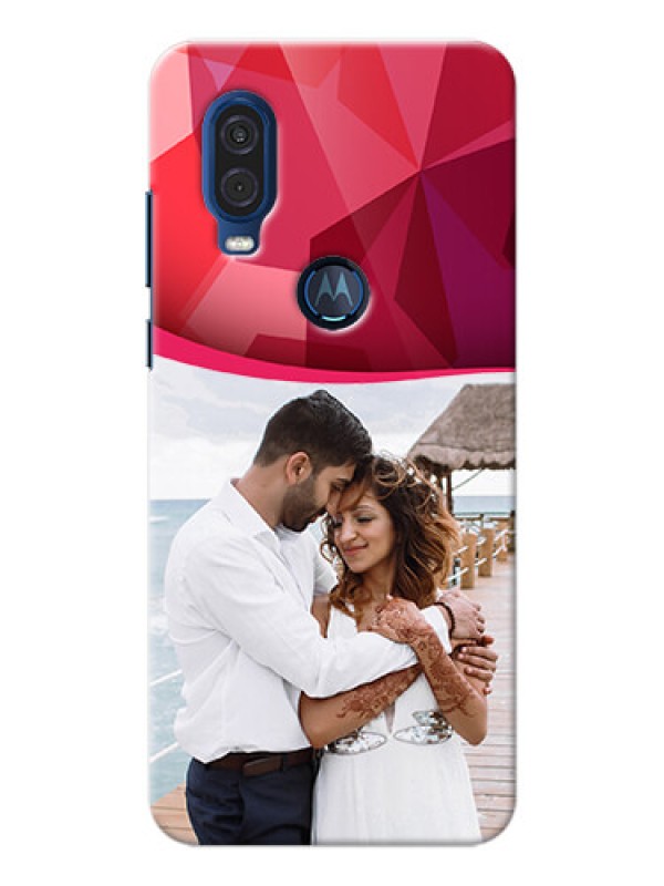 Custom Motorola One Vision custom mobile back covers: Red Abstract Design