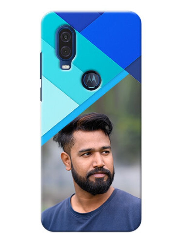 Custom Motorola One Vision Phone Cases Online: Blue Abstract Cover Design