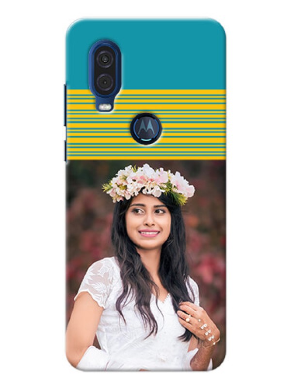 Custom Motorola One Vision personalized phone covers: Yellow & Blue Design 