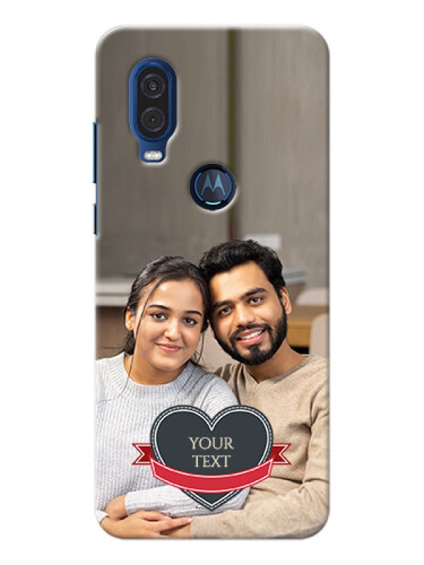 Custom Motorola One Vision mobile back covers online: Just Married Couple Design