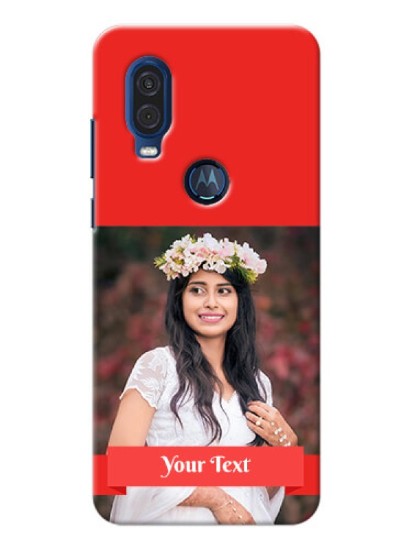 Custom Motorola One Vision Personalised mobile covers: Simple Red Color Design