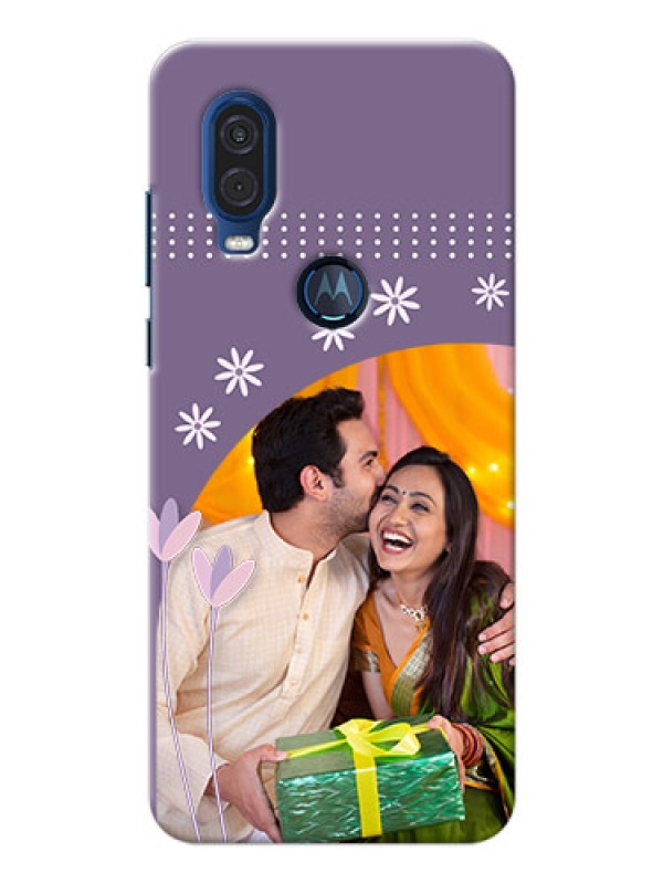 Custom Motorola One Vision Phone covers for girls: lavender flowers design 