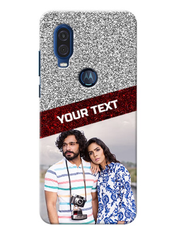 Custom Motorola One Vision Mobile Cases: Image Holder with Glitter Strip Design
