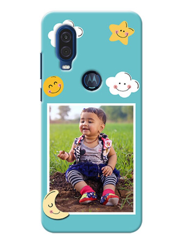 Custom Motorola One Vision Personalised Phone Cases: Smiley Kids Stars Design