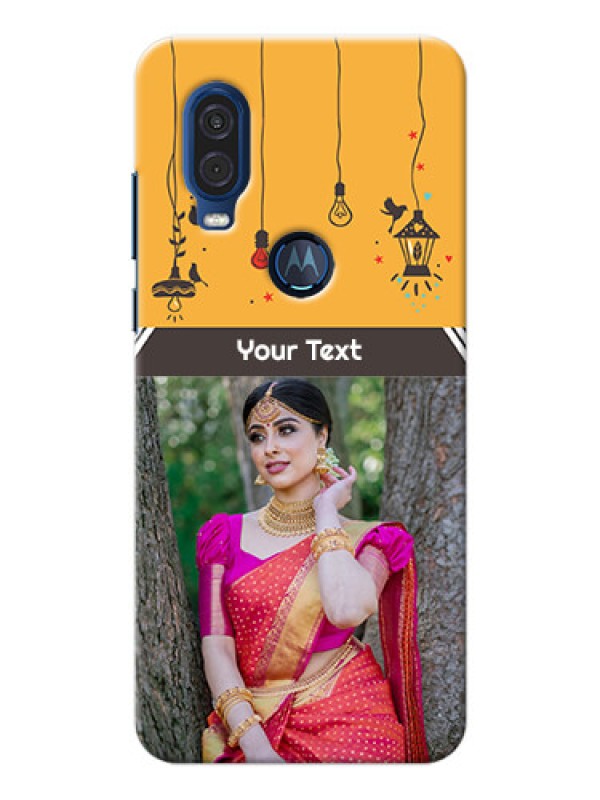 Custom Motorola One Vision custom back covers with Family Picture and Icons 