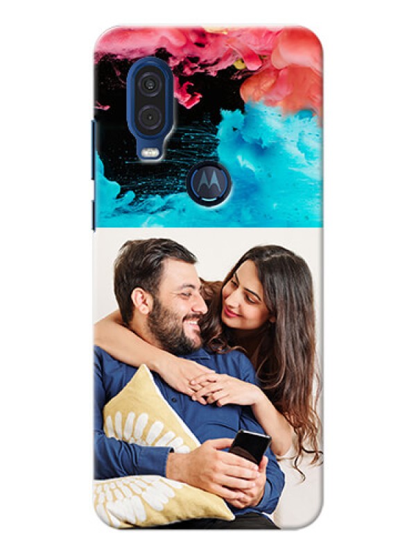 Custom Motorola One Vision Mobile Cases: Quote with Acrylic Painting Design