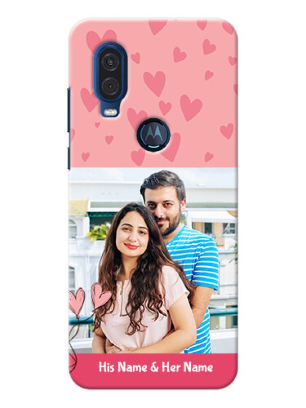 Custom Motorola One Vision phone back covers: Love Design Peach Color