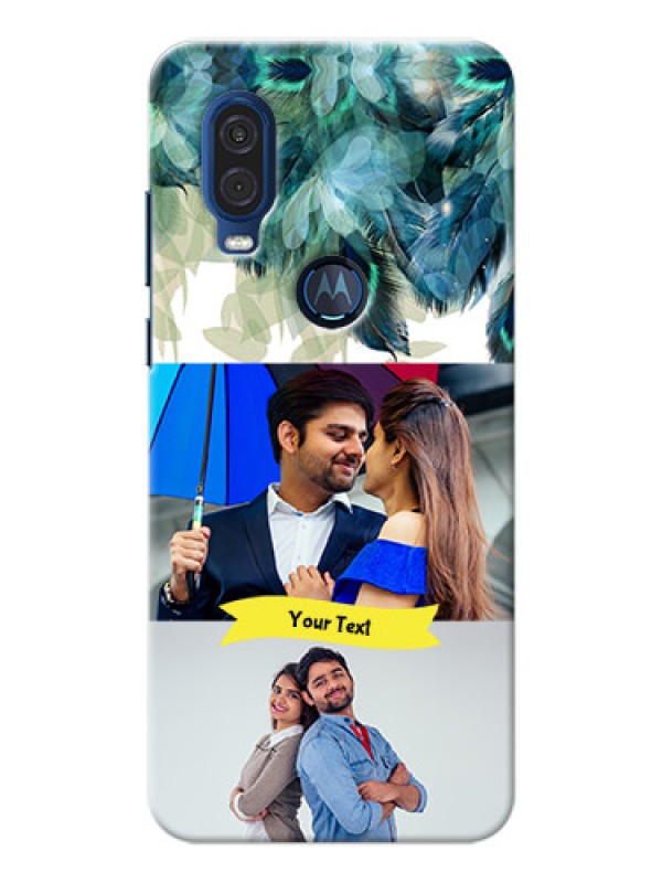 Custom Motorola One Vision Phone Cases: Image with Boho Peacock Feather Design