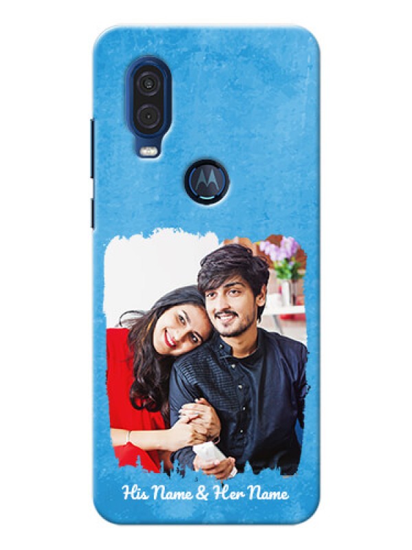 Custom Motorola One Vision custom mobile cases: Blue Color Vintage Design