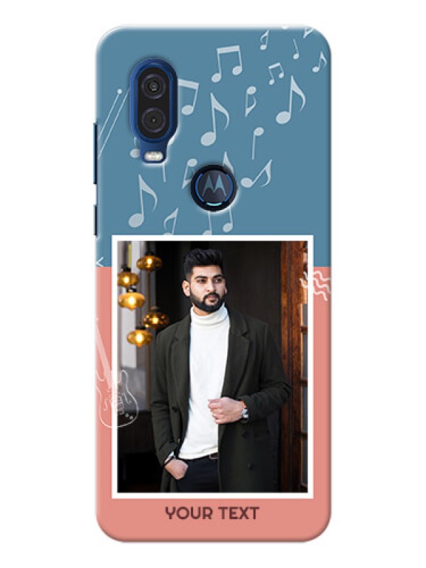 Custom Motorola One Vision Phone Back Covers with Color Musical Note Design