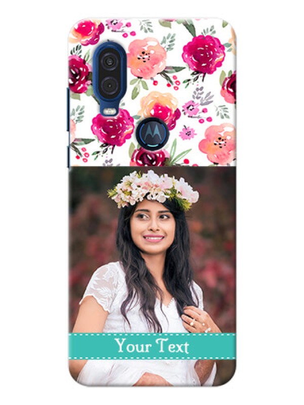 Custom Motorola One Vision Personalized Mobile Cases: Watercolor Floral Design