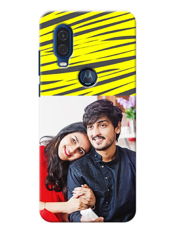 Custom Motorola One Vision Personalised mobile covers: Yellow Abstract Design