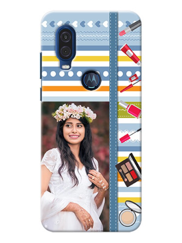 Custom Motorola One Vision Personalized Mobile Cases: Makeup Icons Design
