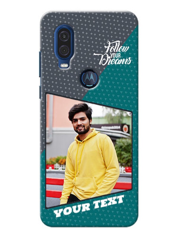 Custom Motorola One Vision Back Covers: Background Pattern Design with Quote