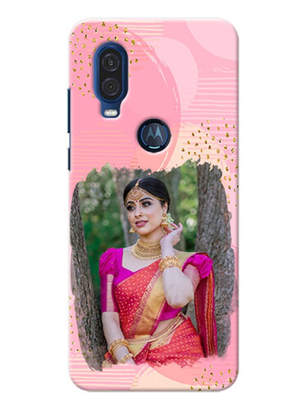 Custom Motorola One Vision Phone Covers for Girls: Gold Glitter Splash Design