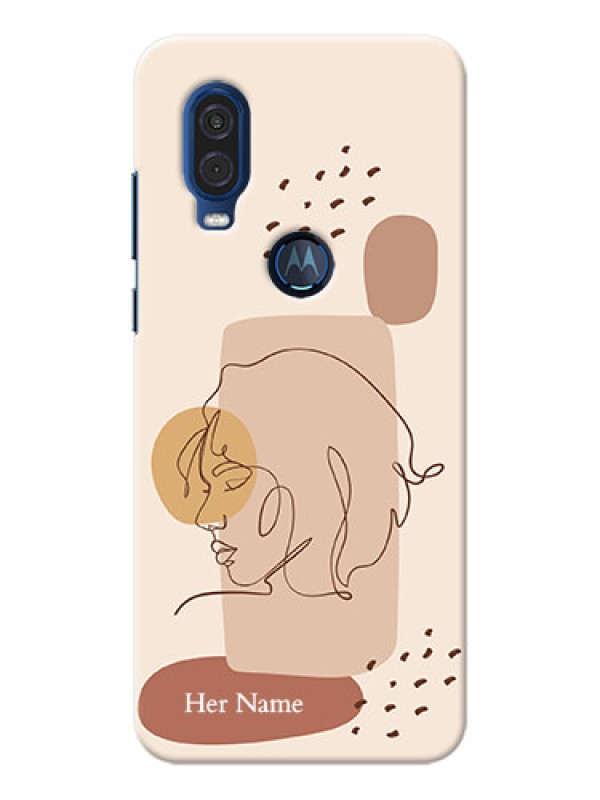 Custom Motorola One Vision Custom Phone Covers: Calm Woman line art Design