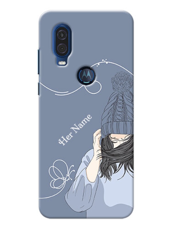Custom Motorola One Vision Custom Mobile Case with Girl in winter outfit Design