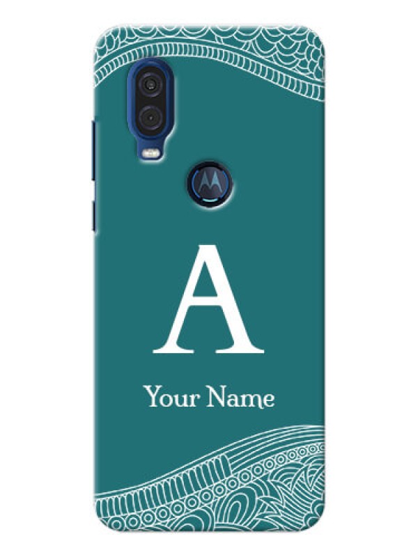 Custom Motorola One Vision Mobile Back Covers: line art pattern with custom name Design