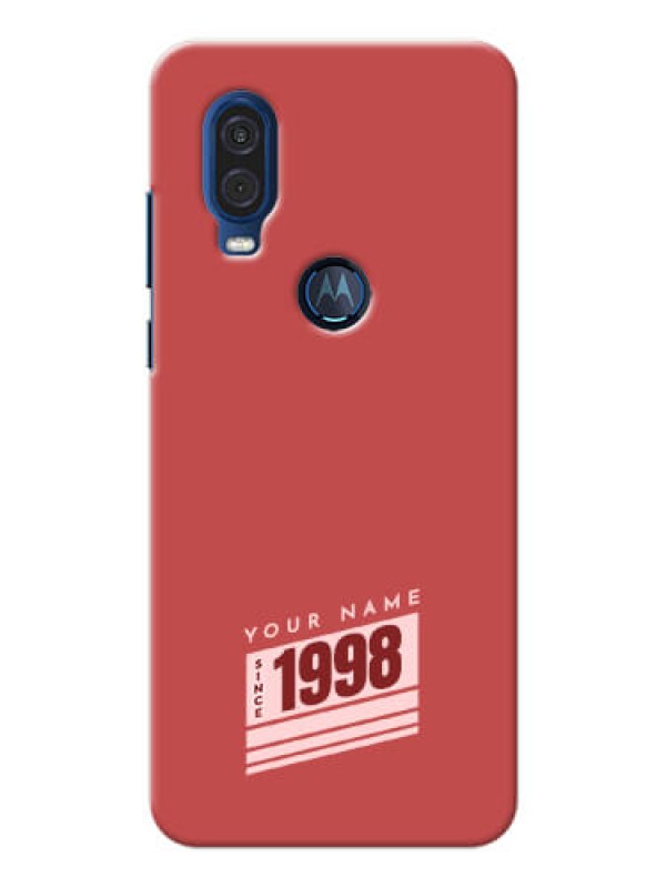 Custom Motorola One Vision Phone Back Covers: Red custom year of birth Design