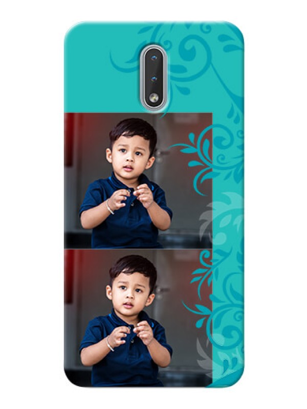 Custom Nokia 2.3 Mobile Cases with Photo and Green Floral Design 