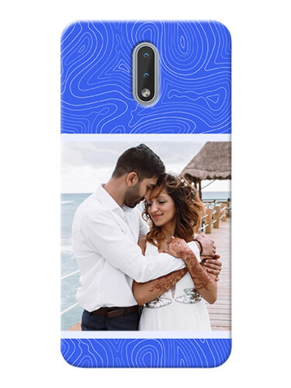 Custom Nokia 2.3 Mobile Back Covers: Curved line art with blue and white Design