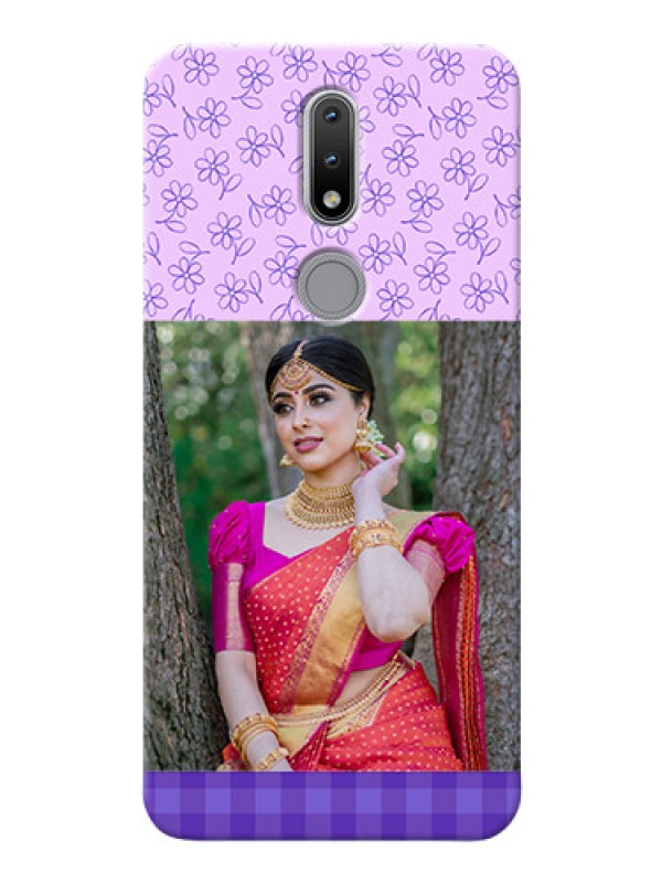 Custom Nokia 2.4 Mobile Cases: Purple Floral Design