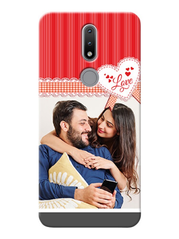Custom Nokia 2.4 phone cases online: Red Love Pattern Design