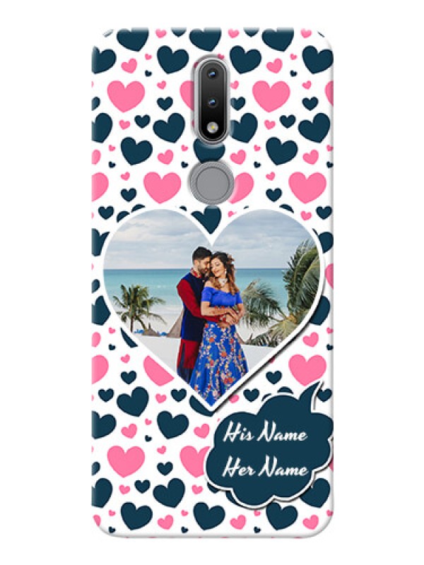 Custom Nokia 2.4 Mobile Covers Online: Pink & Blue Heart Design