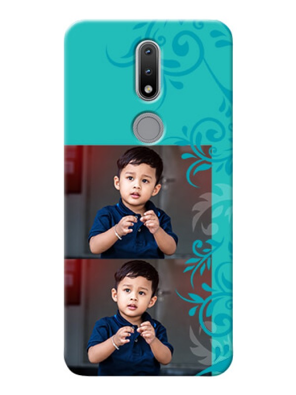 Custom Nokia 2.4 Mobile Cases with Photo and Green Floral Design 