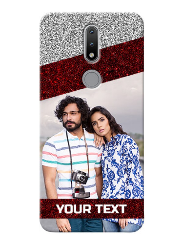Custom Nokia 2.4 Mobile Cases: Image Holder with Glitter Strip Design