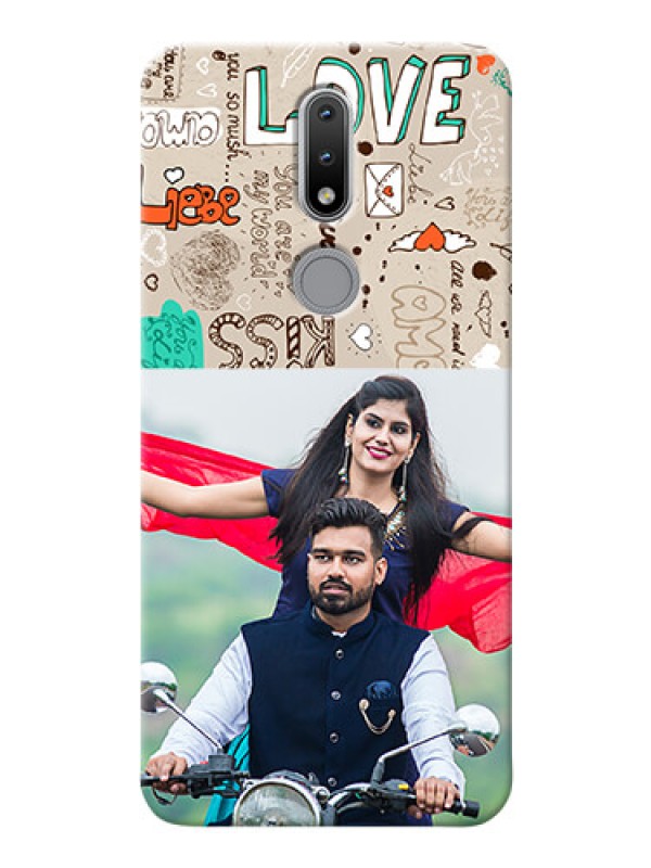 Custom Nokia 2.4 Personalised mobile covers: Love Doodle Pattern 