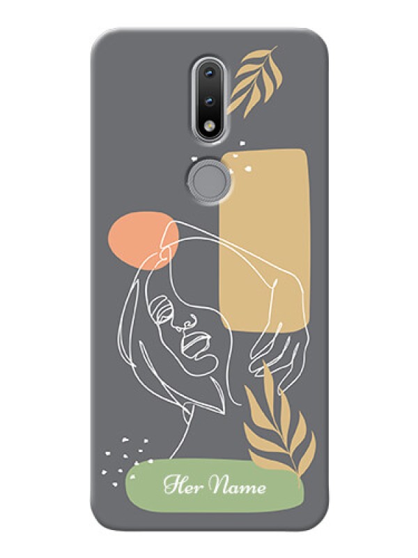 Custom Nokia 2.4 Phone Back Covers: Gazing Woman line art Design