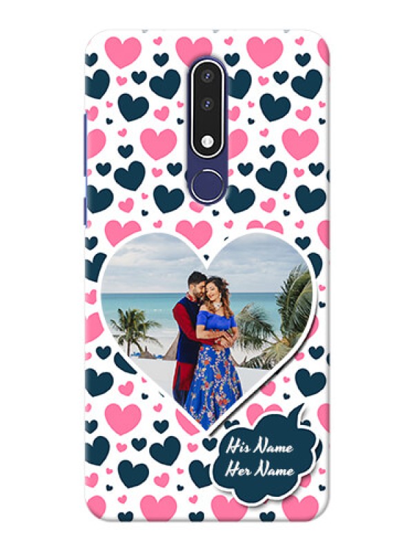 Custom Nokia 3.1 Plus Mobile Covers Online: Pink & Blue Heart Design