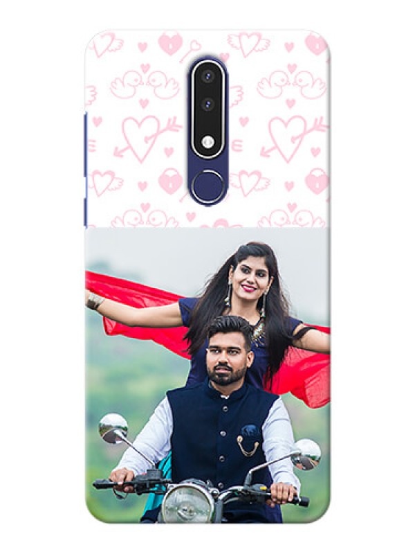 Custom Nokia 3.1 Plus personalized phone covers: Pink Flying Heart Design